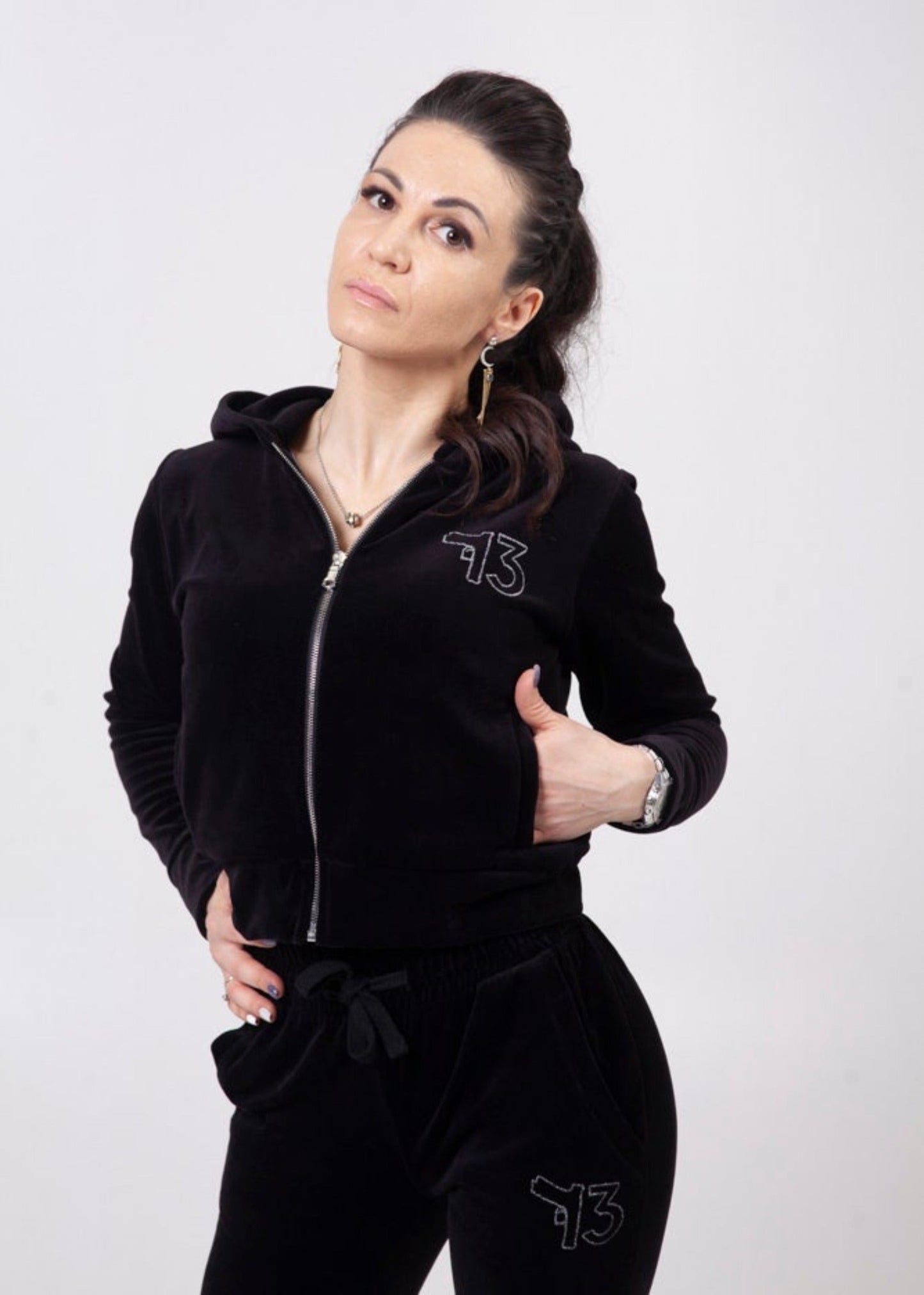 Moteriškas veliūrinis laisvalaikio kostiumas "Plata o Plomo Zipper"