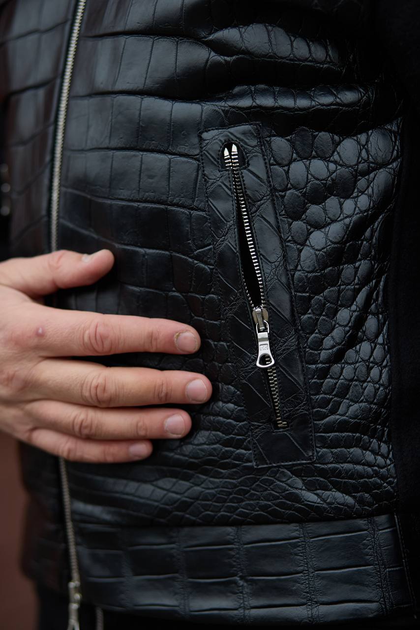 Men's jacket with genuine leather "Crocodile"
