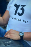 Vyriški marškinėliai "I am a wanted man"